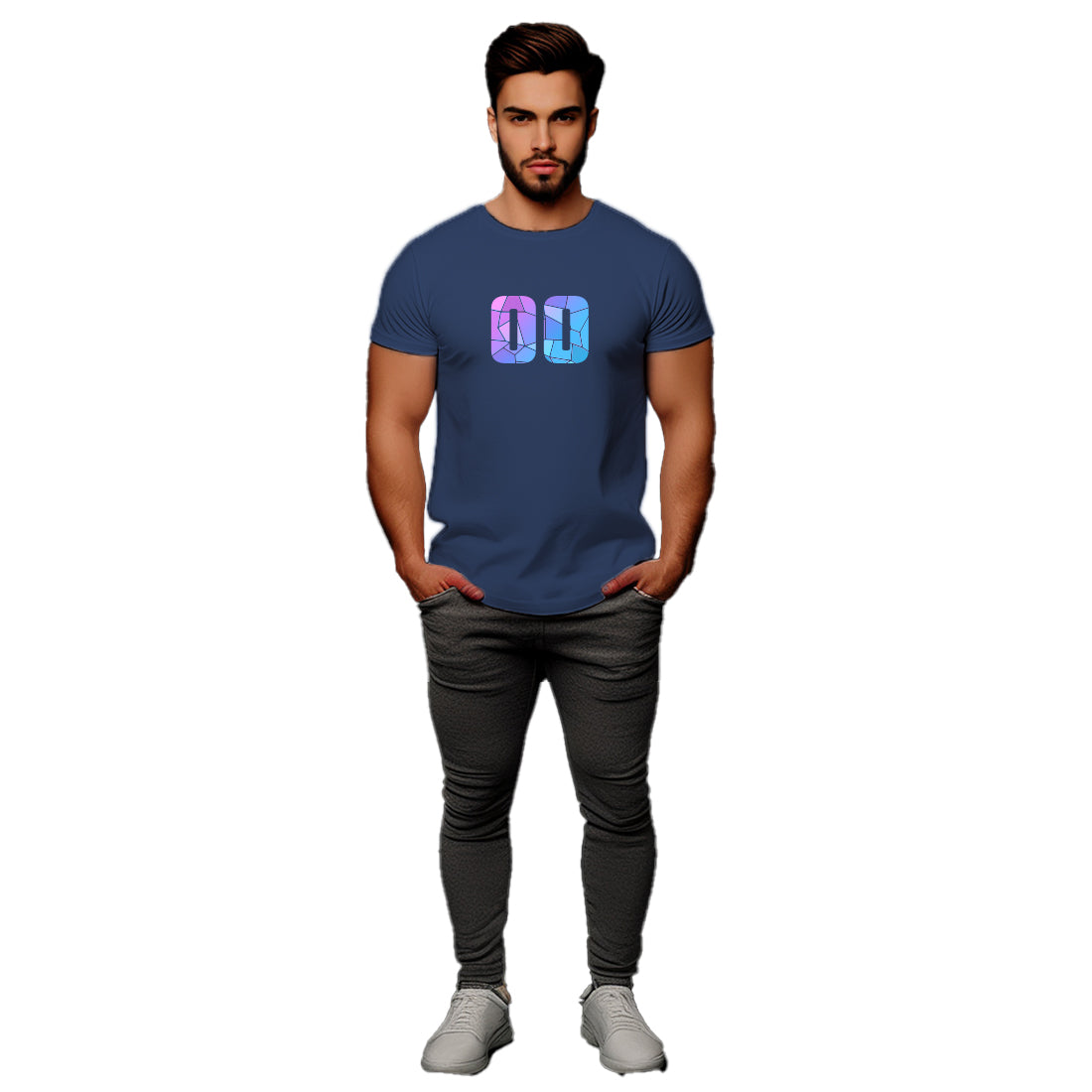 00 Number Unisex T-Shirt (Navy Blue)