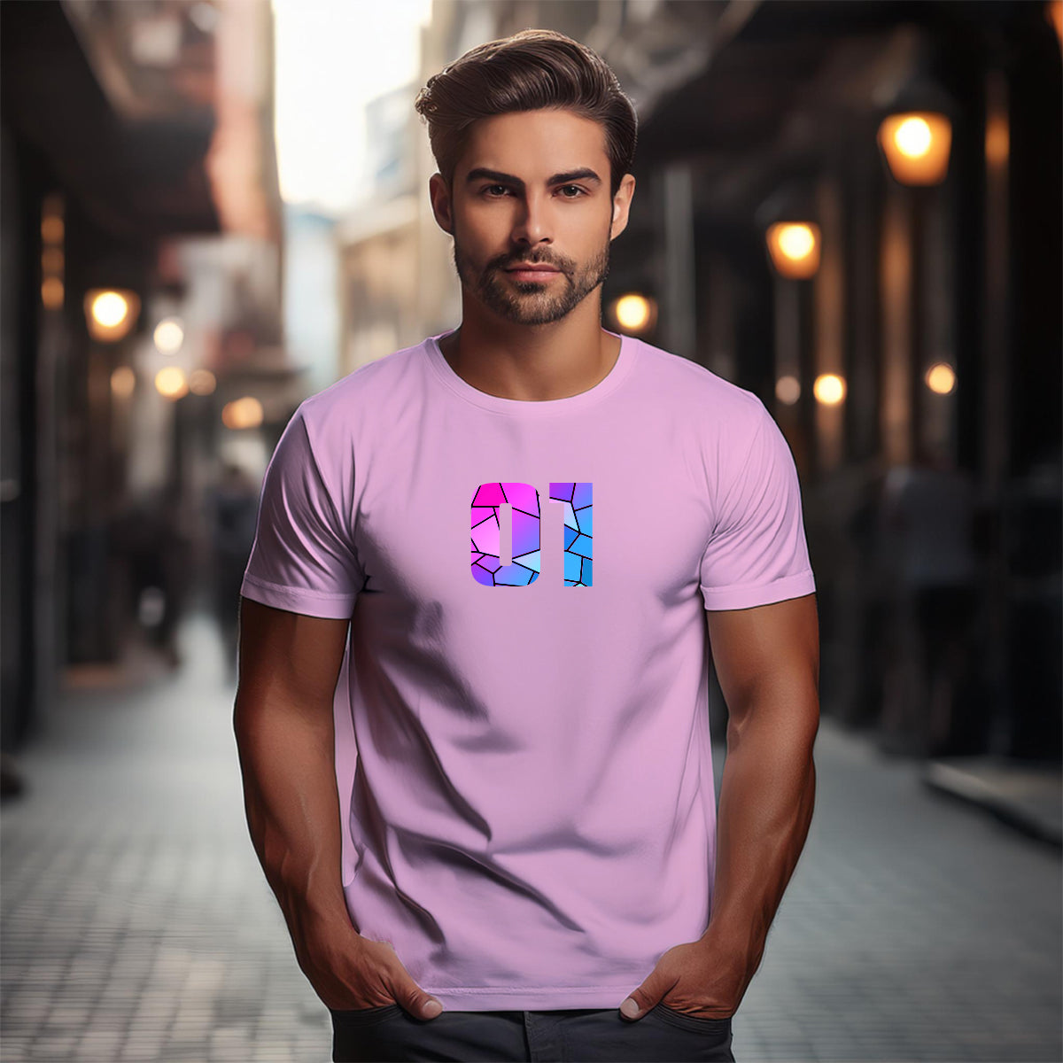 01 Number Unisex T-Shirt (Light Pink)