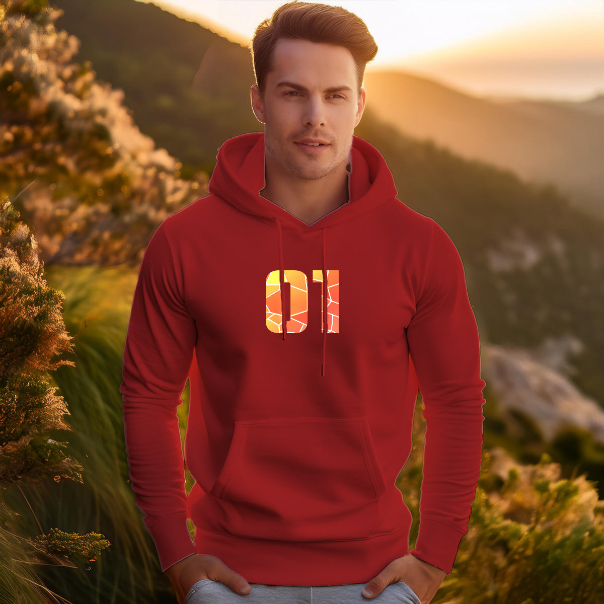 01 Number Unisex Hoodie (Red)