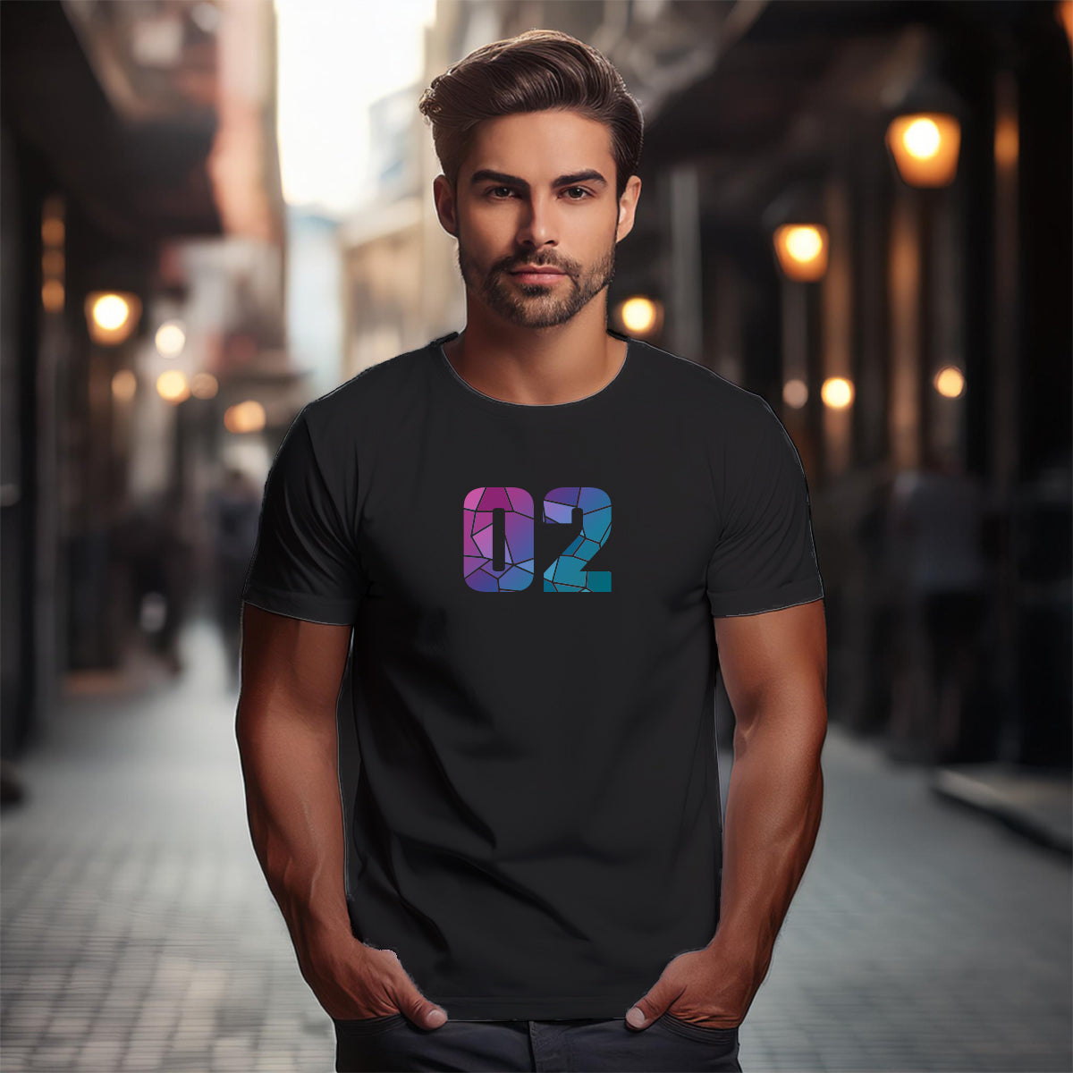 02 Number Unisex T-Shirt (Black)