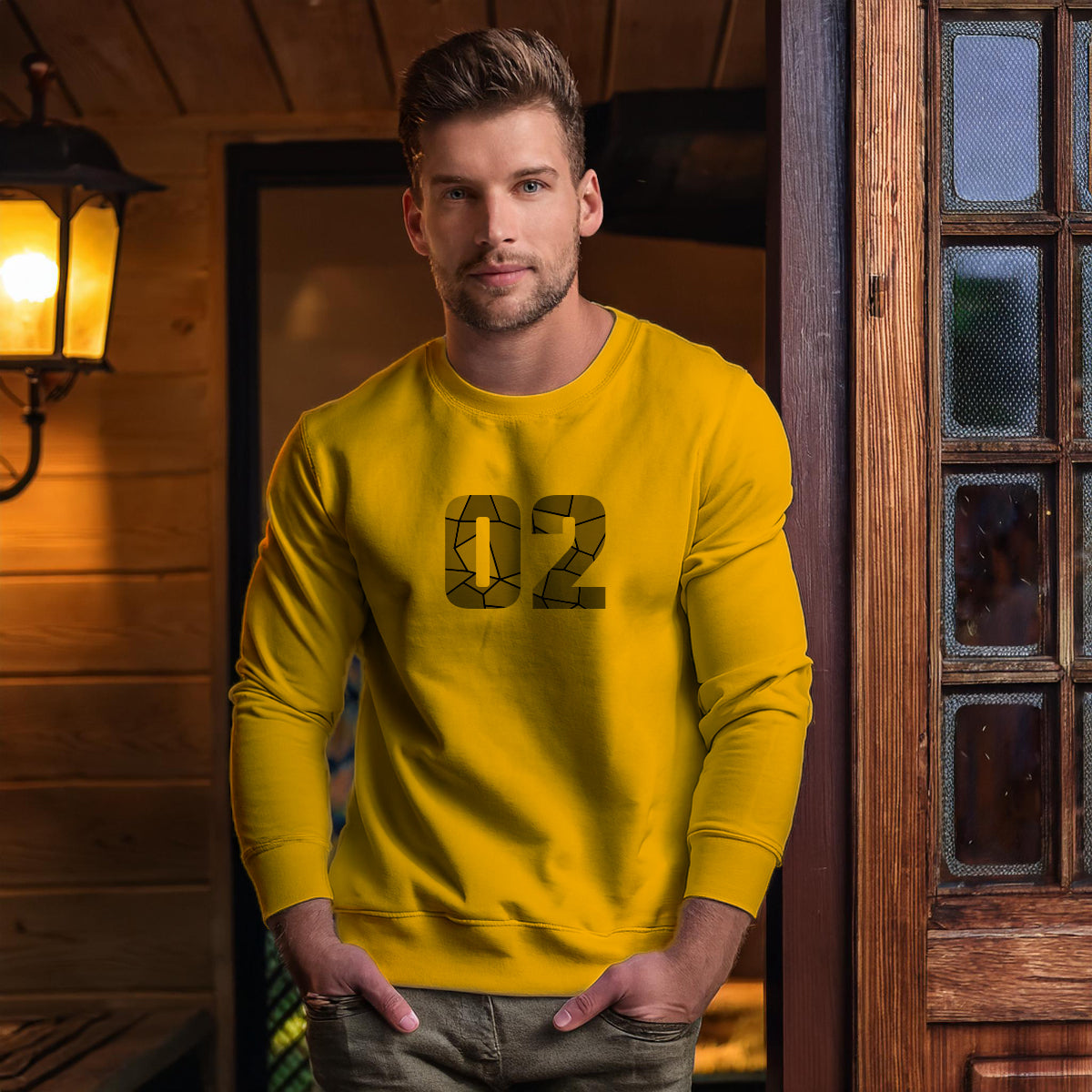 02 Number Unisex Sweatshirt (Golden Yellow)