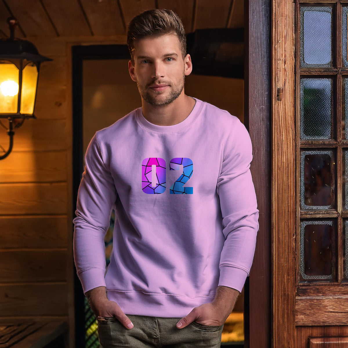 02 Number Unisex Sweatshirt (Light Pink)