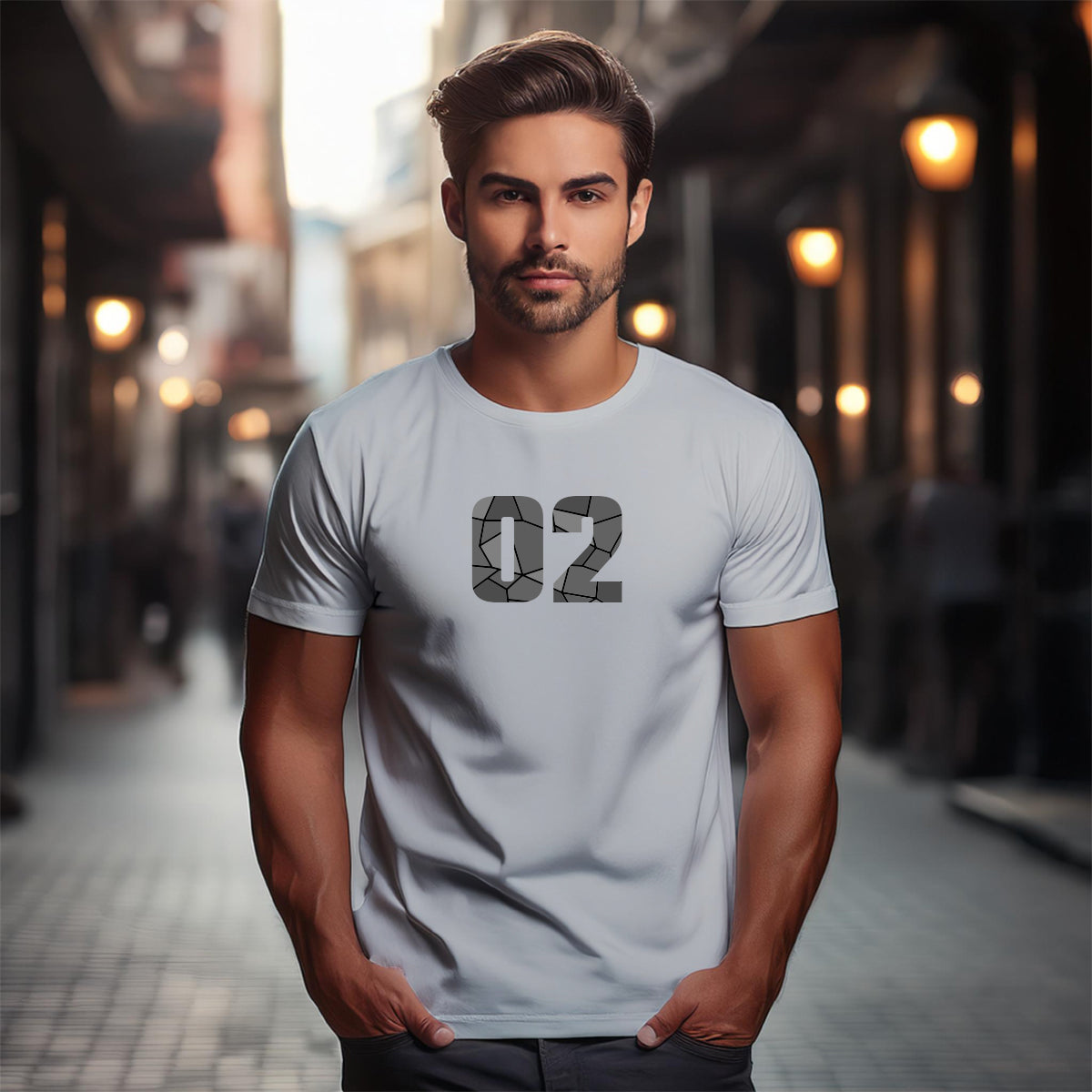 02 Number Unisex T-Shirt (Melange Grey)