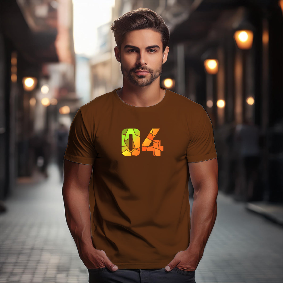 04 Number Unisex T-Shirt (Brown)