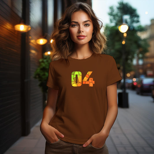 04 Number Women's T-Shirt (Brown)