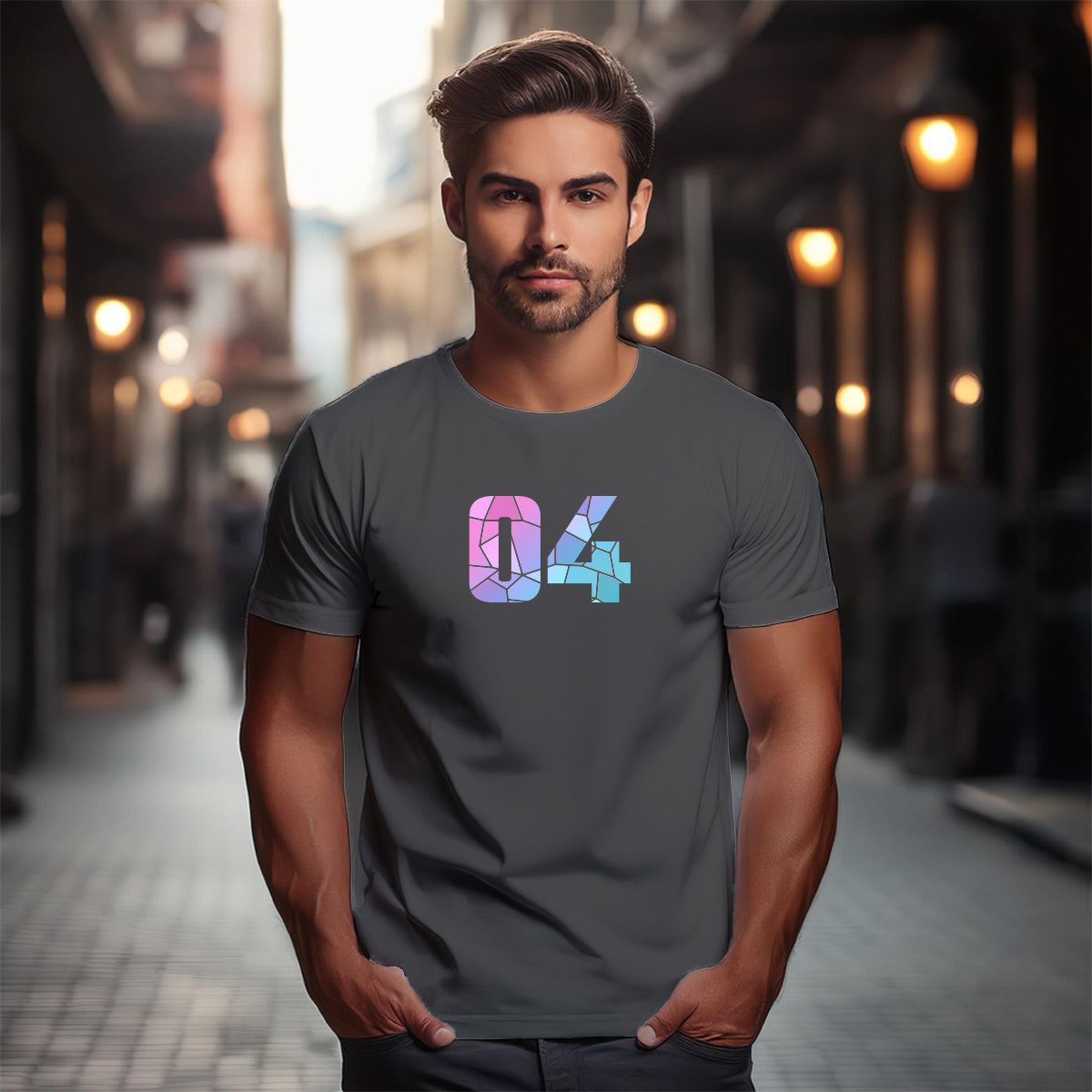 04 Number Unisex T-Shirt (Charcoal Grey)