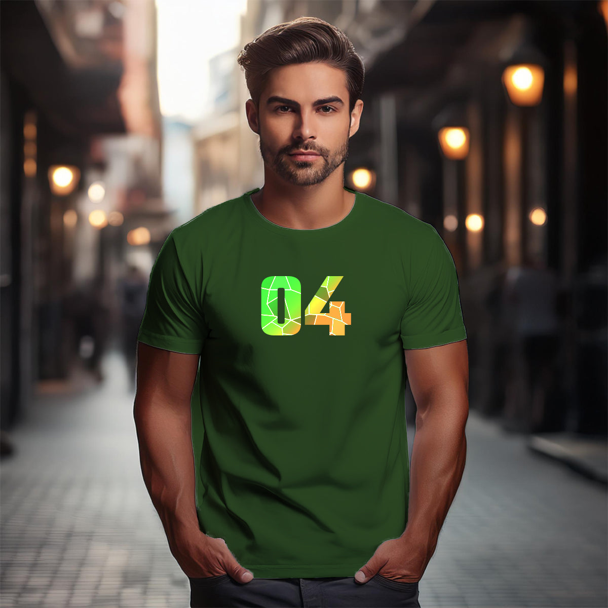 04 Number Unisex T-Shirt (Olive Green)