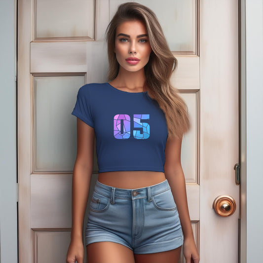 05 Number Women Crop Top (Navy Blue)