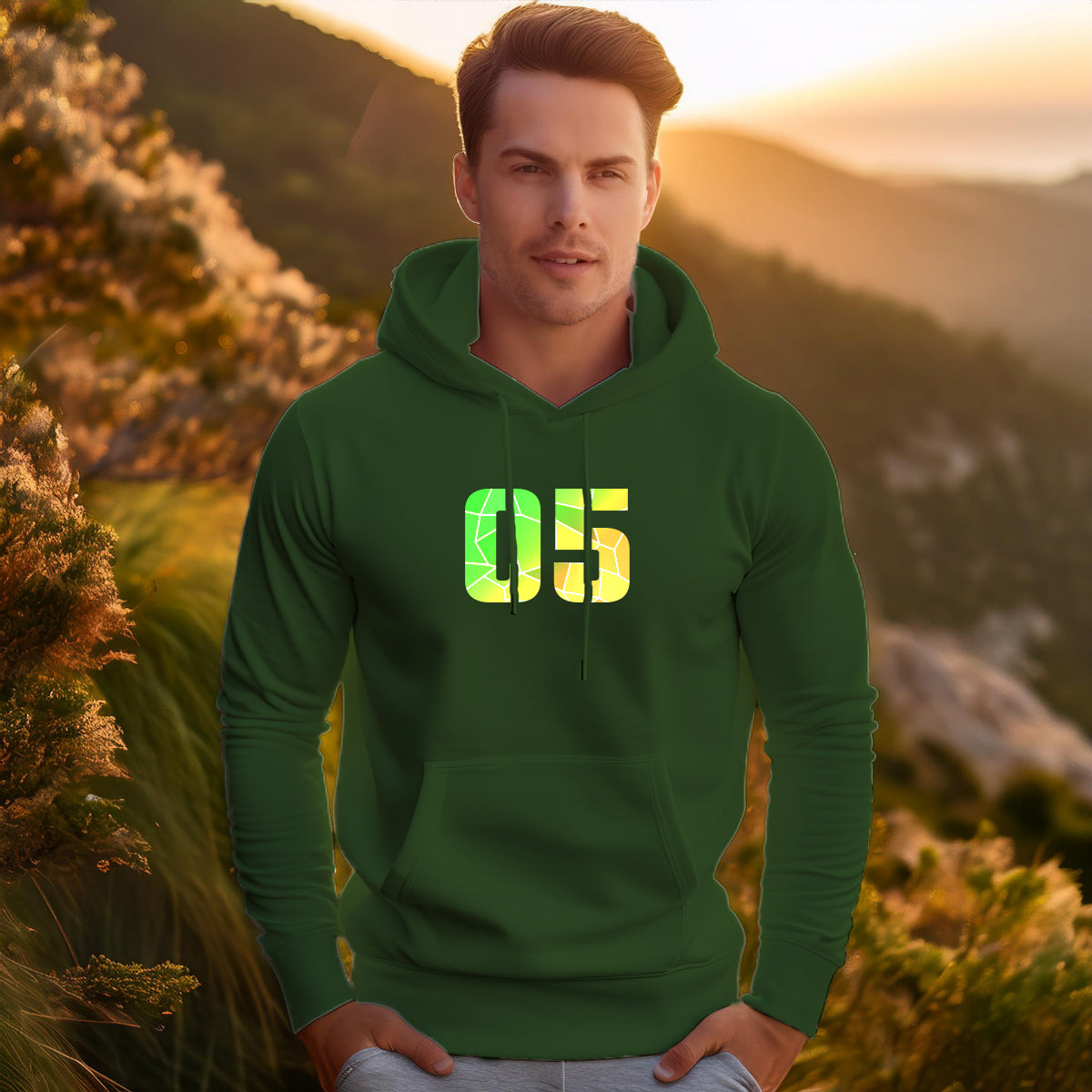 05 Number Unisex Hoodie (Olive Green)