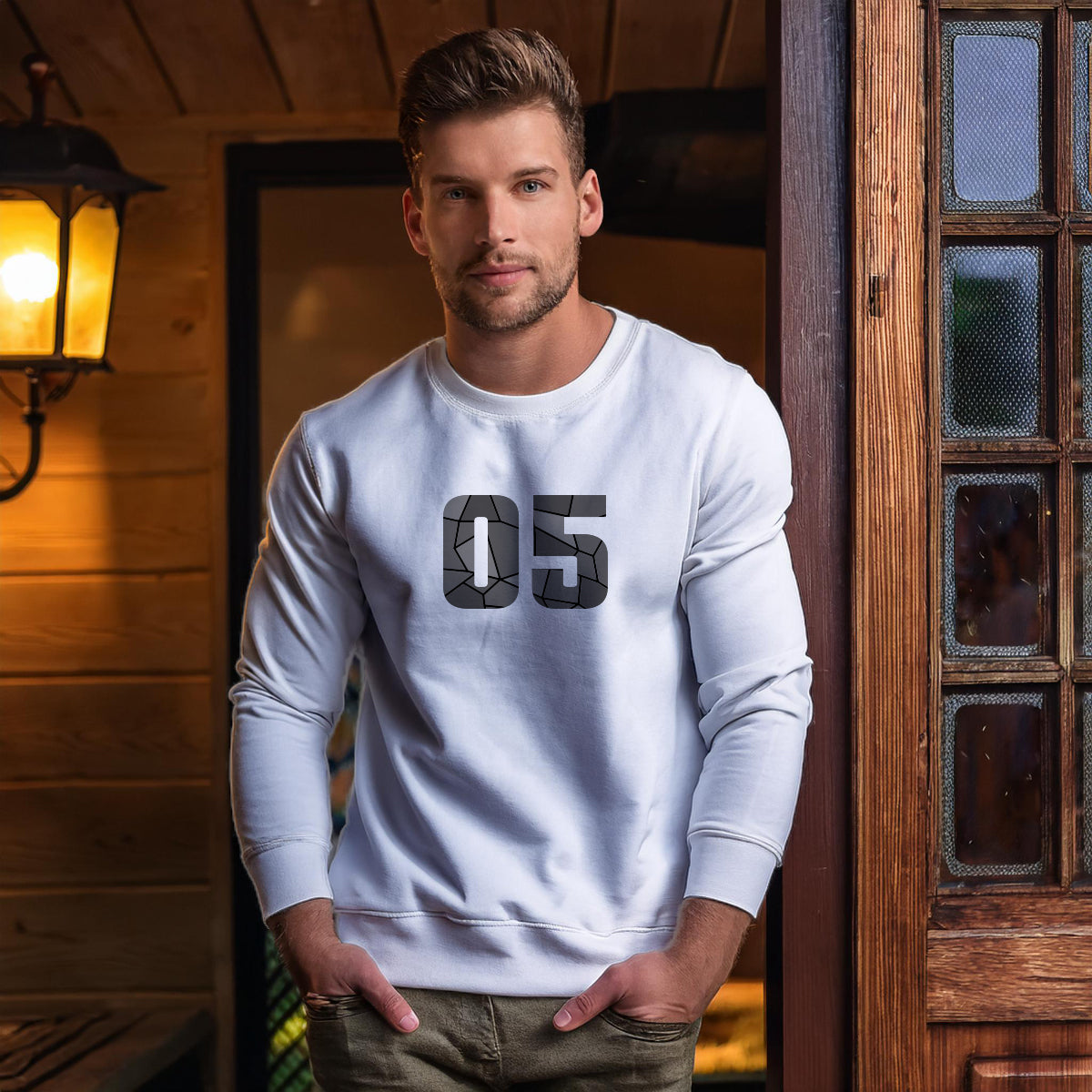 05 Number Unisex Sweatshirt (White)