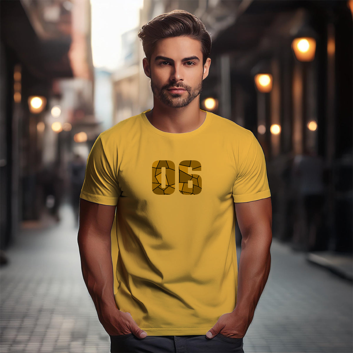 06 Number Unisex T-Shirt (Golden Yellow)