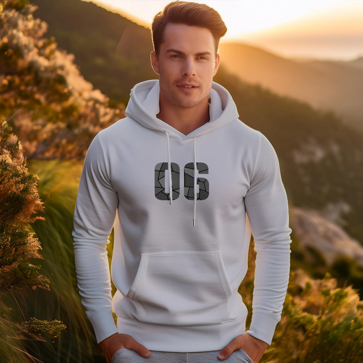 06 Number Unisex Hoodie (Melange Grey)