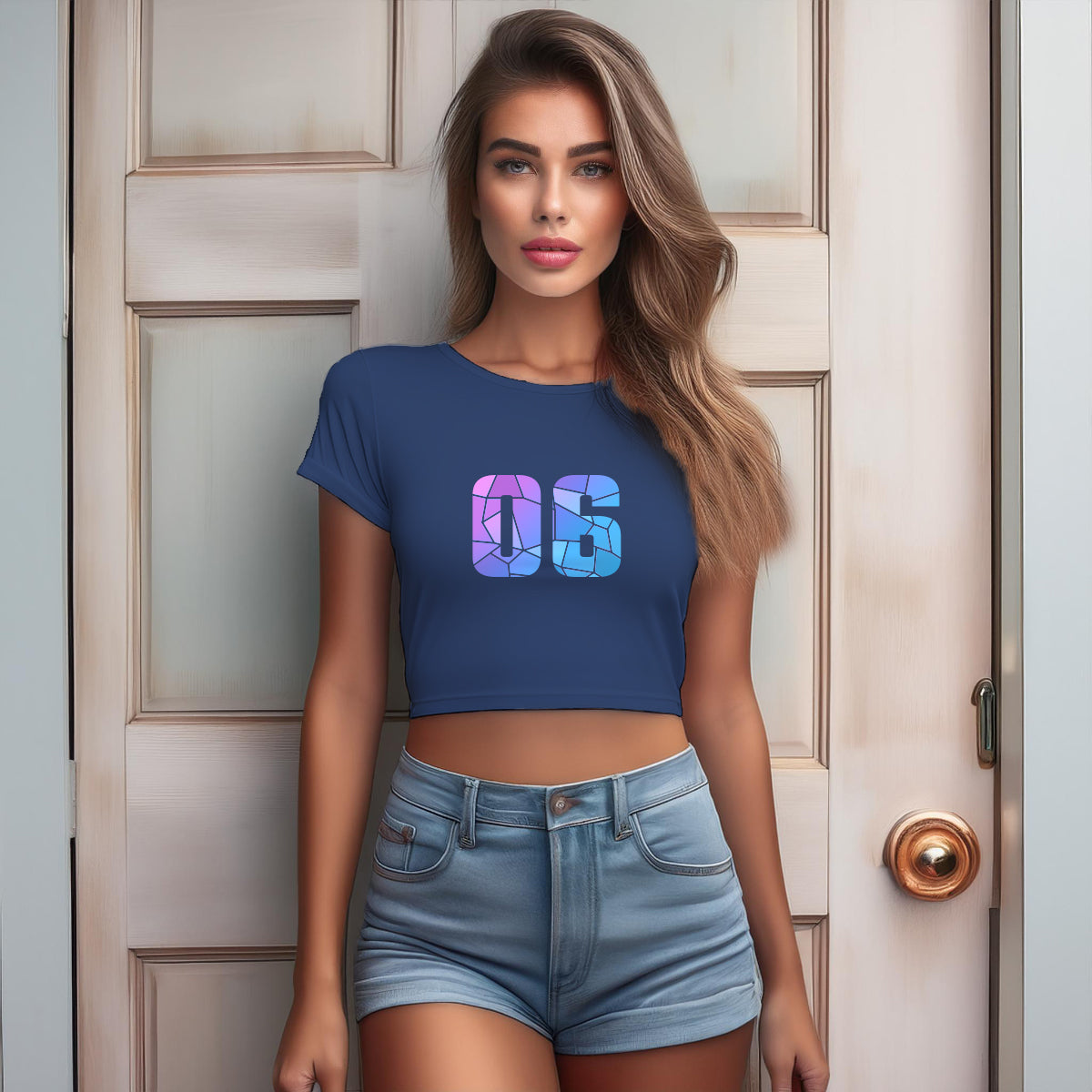 06 Number Women Crop Top (Navy Blue)