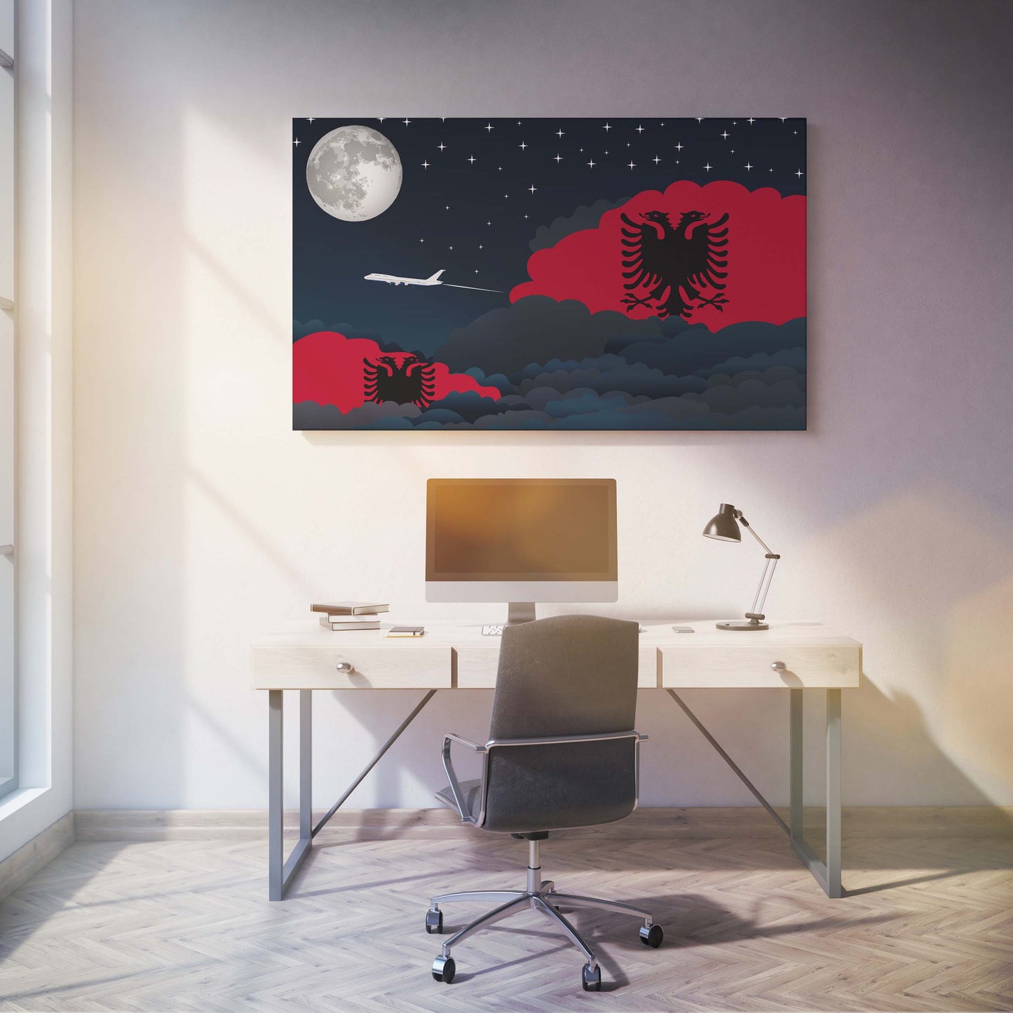 Albania Night Clouds Canvas Print Framed