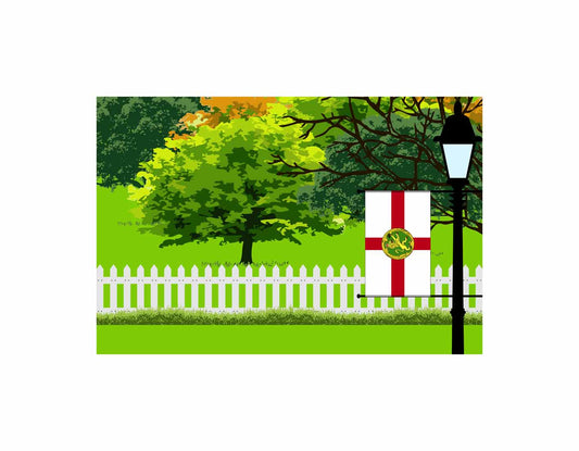 Alderney Trees Street Lamp Canvas Print Framed