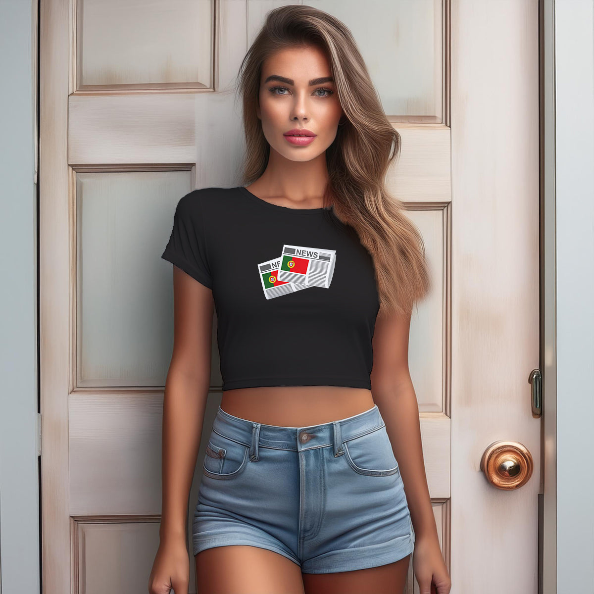 Portugal Newspaper Women Crop Top