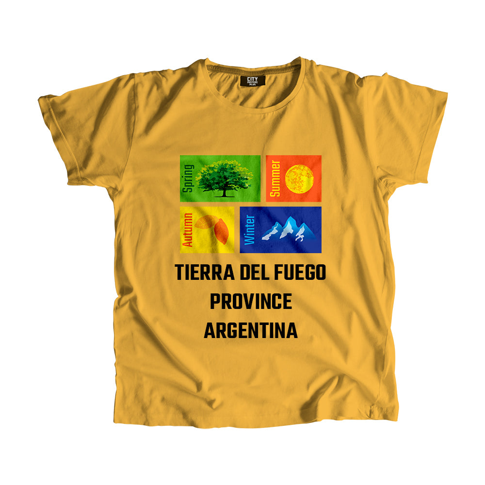 TIERRA DEL FUEGO PROVINCE ARGENTINA Seasons Unisex T-Shirt (Golden Yellow)