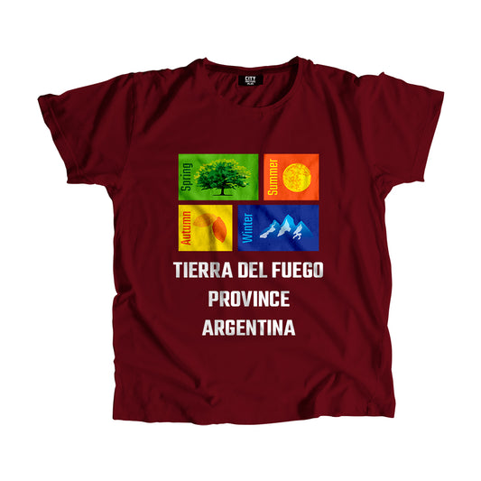 TIERRA DEL FUEGO PROVINCE ARGENTINA Seasons Unisex T-Shirt (Maroon)