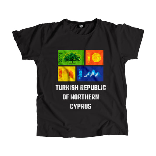 TURKISH REPUBLIC OF NORTHERN CYPRUS Seasons Unisex T-Shirt (Black)