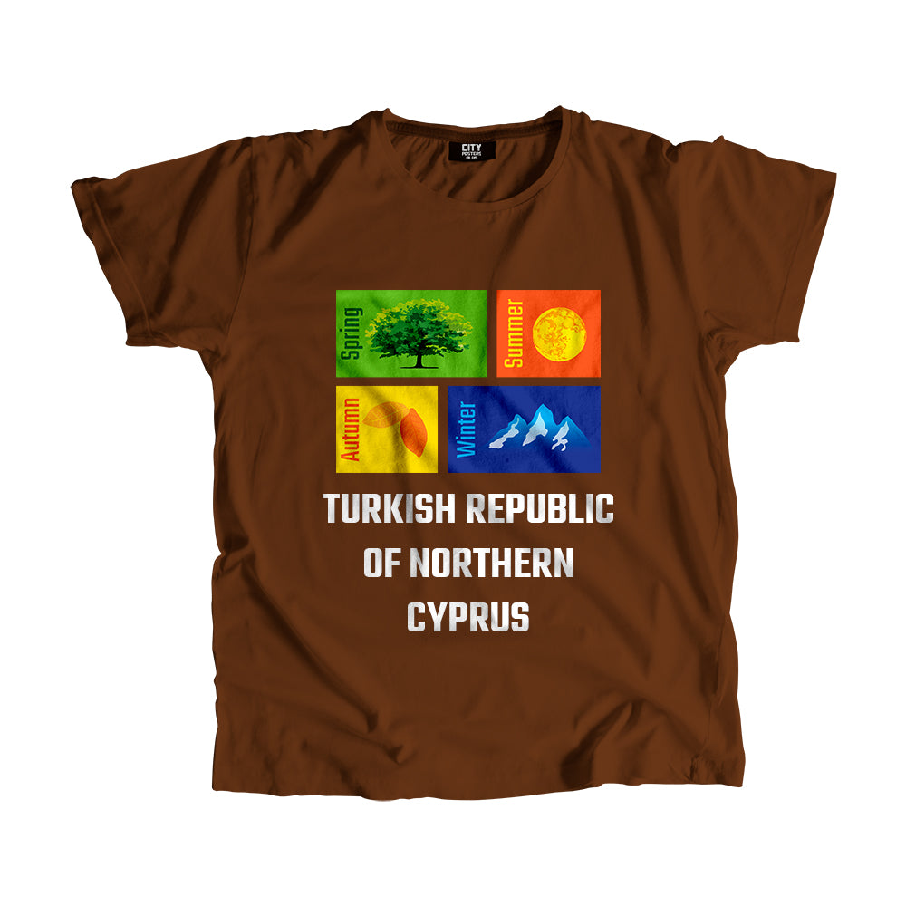 TURKISH REPUBLIC OF NORTHERN CYPRUS Seasons Unisex T-Shirt (Brown)