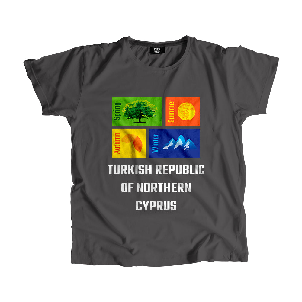 TURKISH REPUBLIC OF NORTHERN CYPRUS Seasons Unisex T-Shirt (Charcoal Grey)