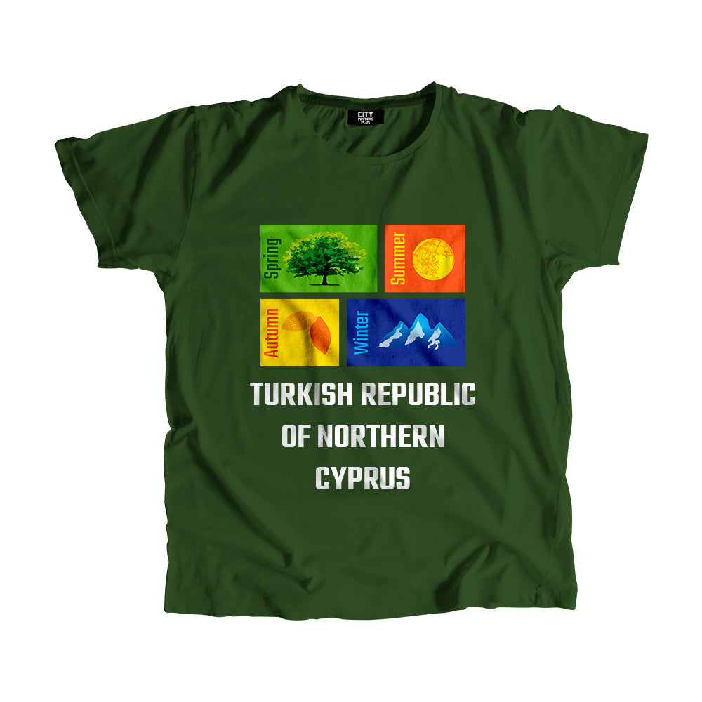 TURKISH REPUBLIC OF NORTHERN CYPRUS Seasons Unisex T-Shirt (Olive Green)