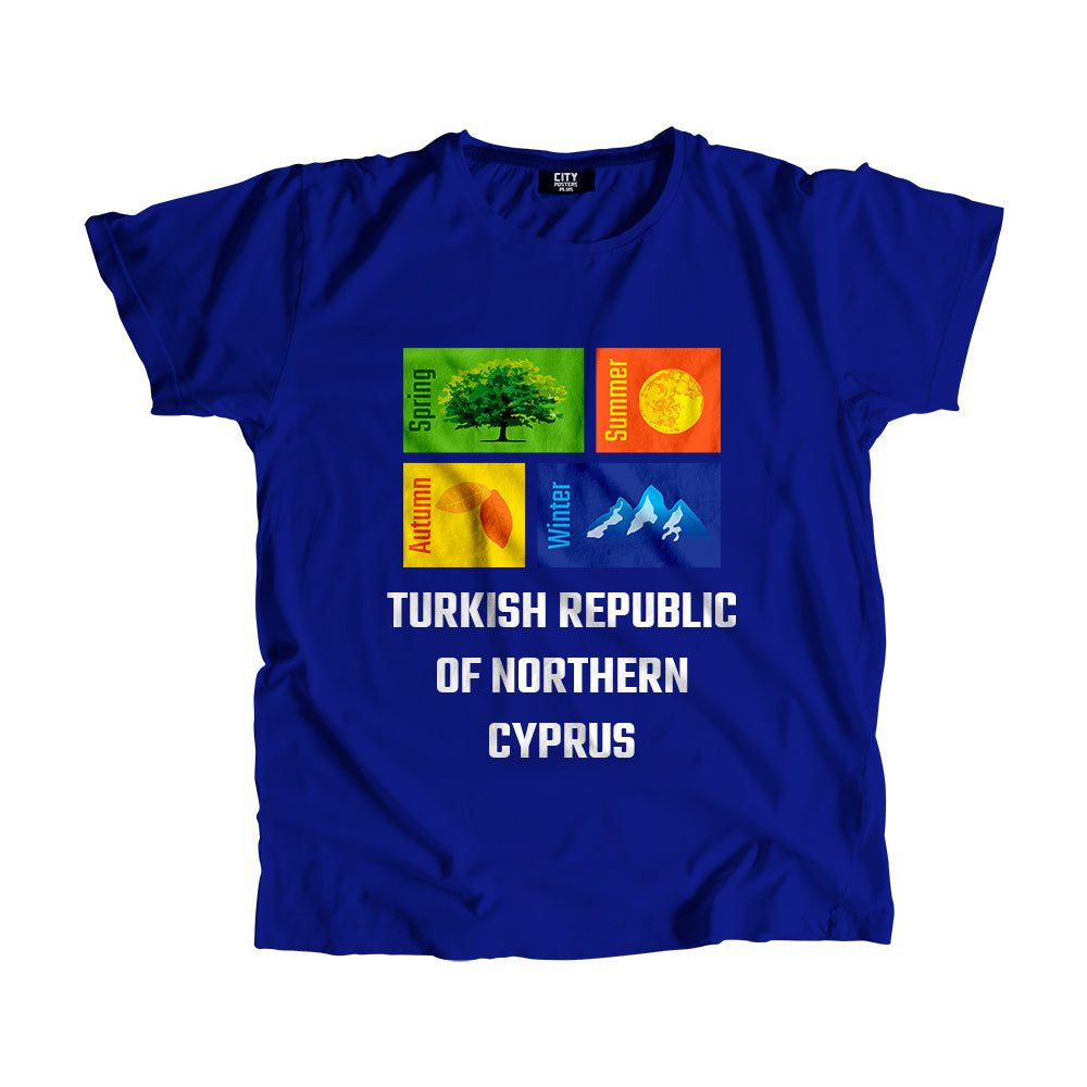 TURKISH REPUBLIC OF NORTHERN CYPRUS Seasons Unisex T-Shirt (Royal Blue)