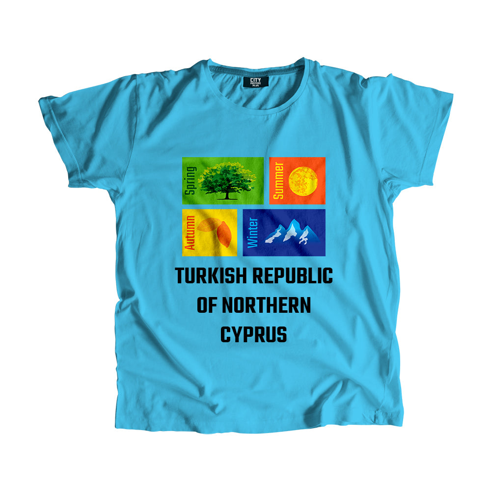 TURKISH REPUBLIC OF NORTHERN CYPRUS Seasons Unisex T-Shirt (Sky Blue)