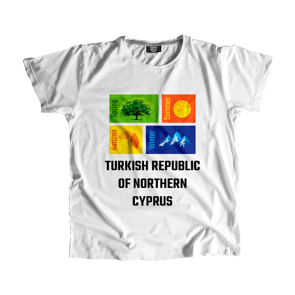 TURKISH REPUBLIC OF NORTHERN CYPRUS Seasons Unisex T-Shirt (White)