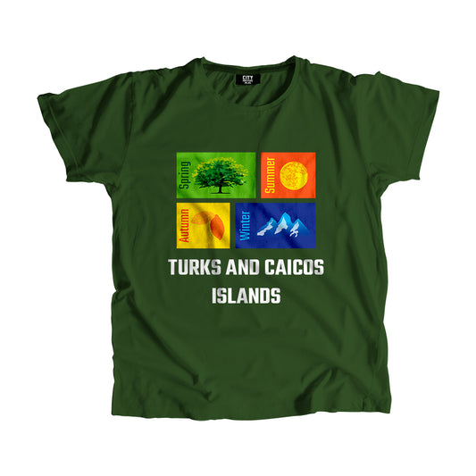 TURKS AND CAICOS ISLANDS Seasons Unisex T-Shirt (Olive Green)