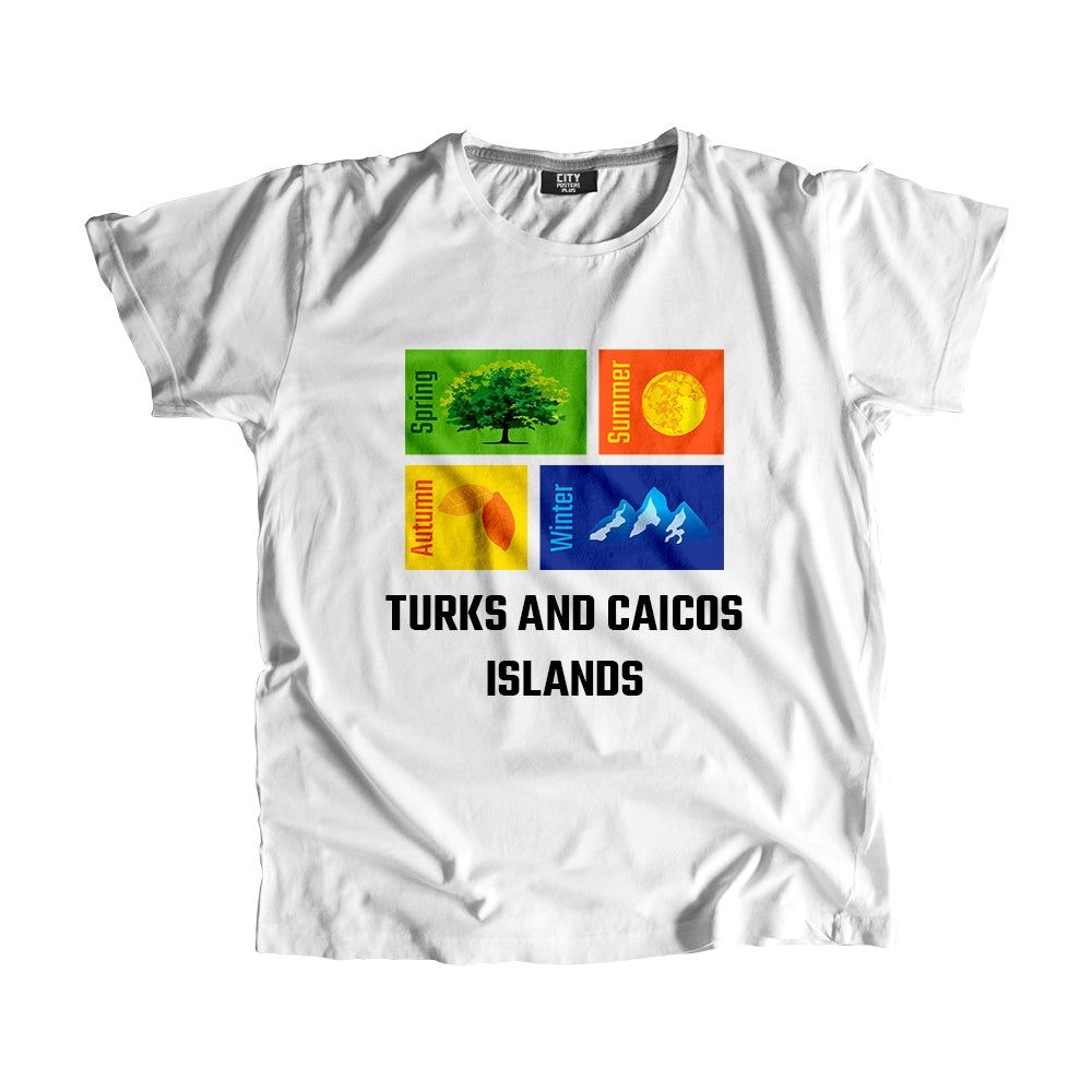 TURKS AND CAICOS ISLANDS Seasons Unisex T-Shirt (White)