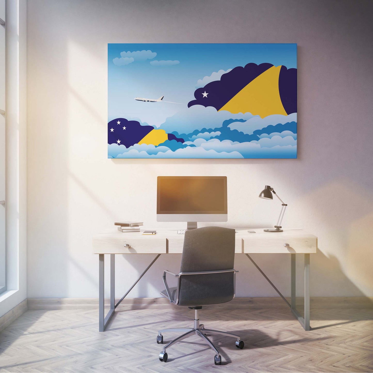 Tokelau Day Clouds Canvas Print Framed