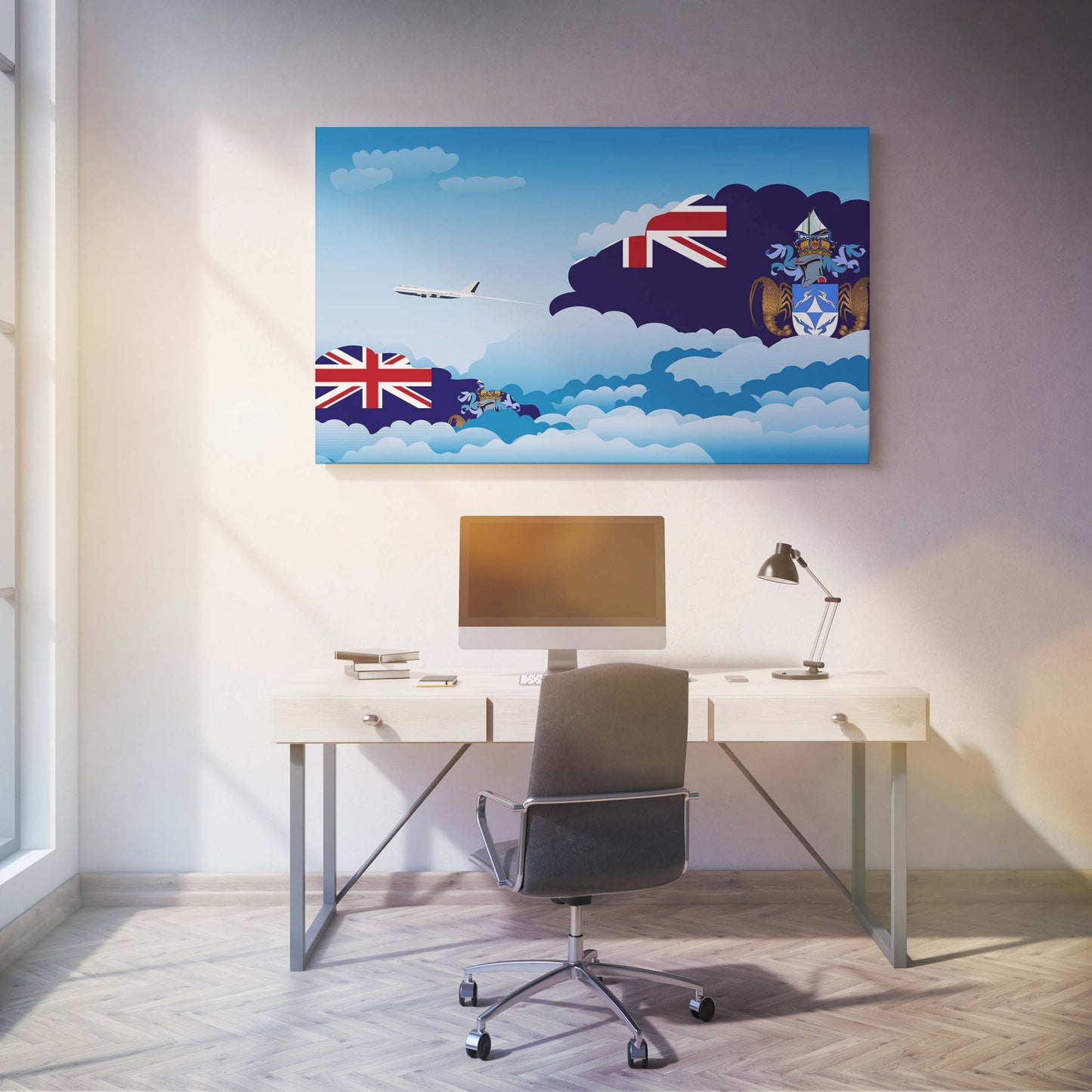 Tristan da Cunha Day Clouds Canvas Print Framed