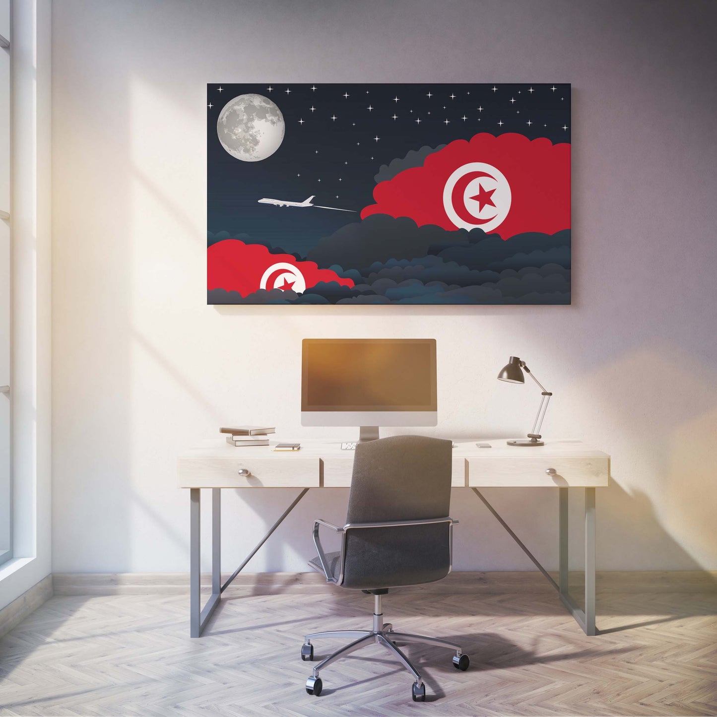 Tunisia Night Clouds Canvas Print Framed