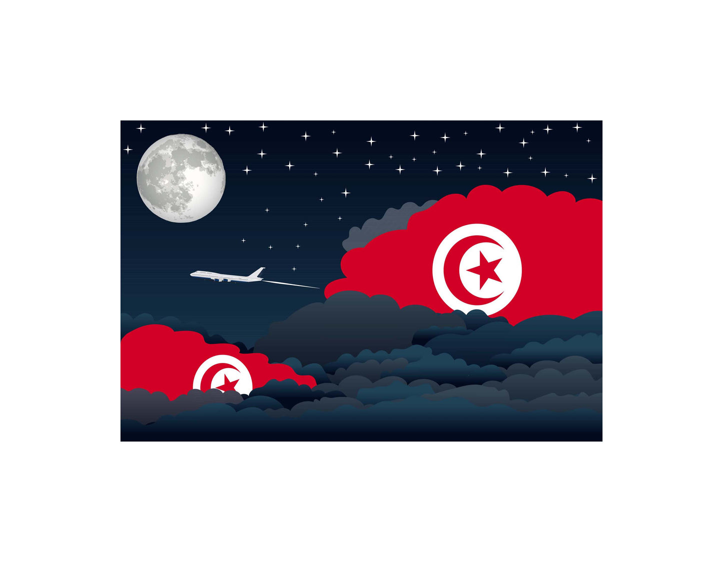 Tunisia Night Clouds Canvas Print Framed