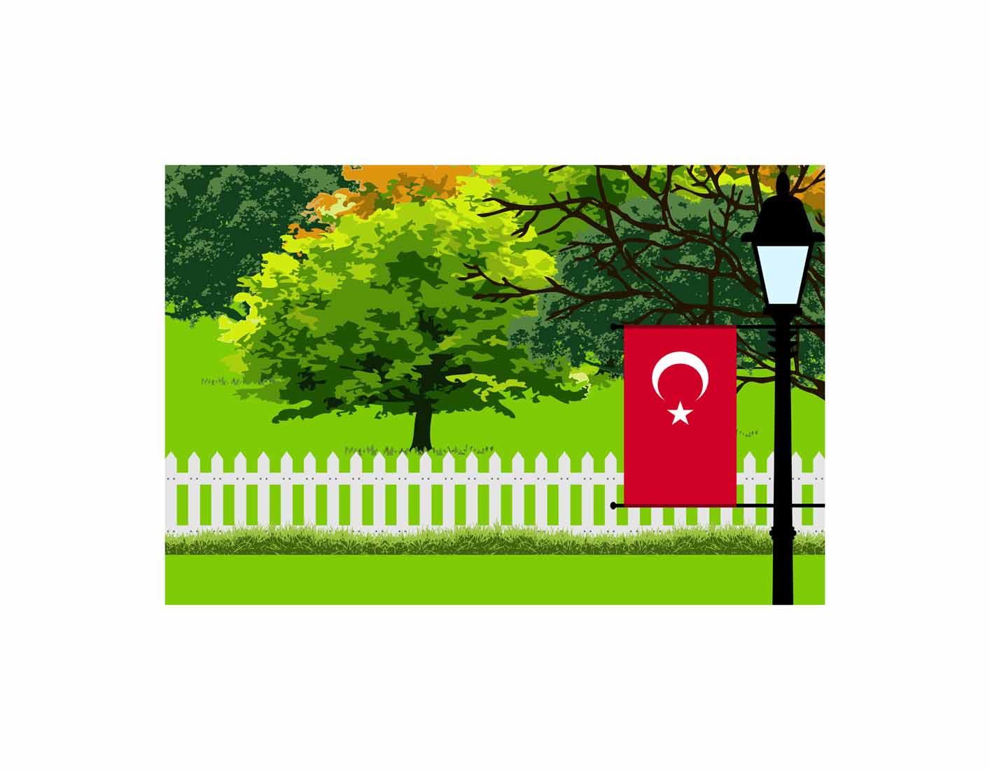 Turkey Trees Street Lamp Canvas Print Framed