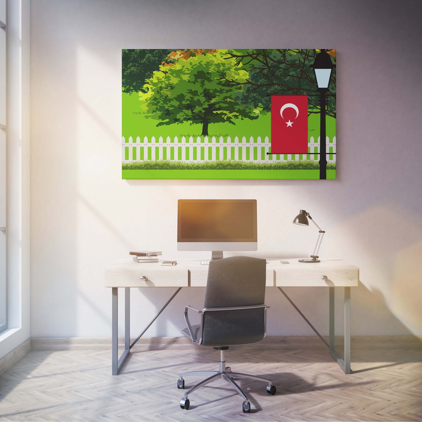 Turkey Trees Street Lamp Canvas Print Framed