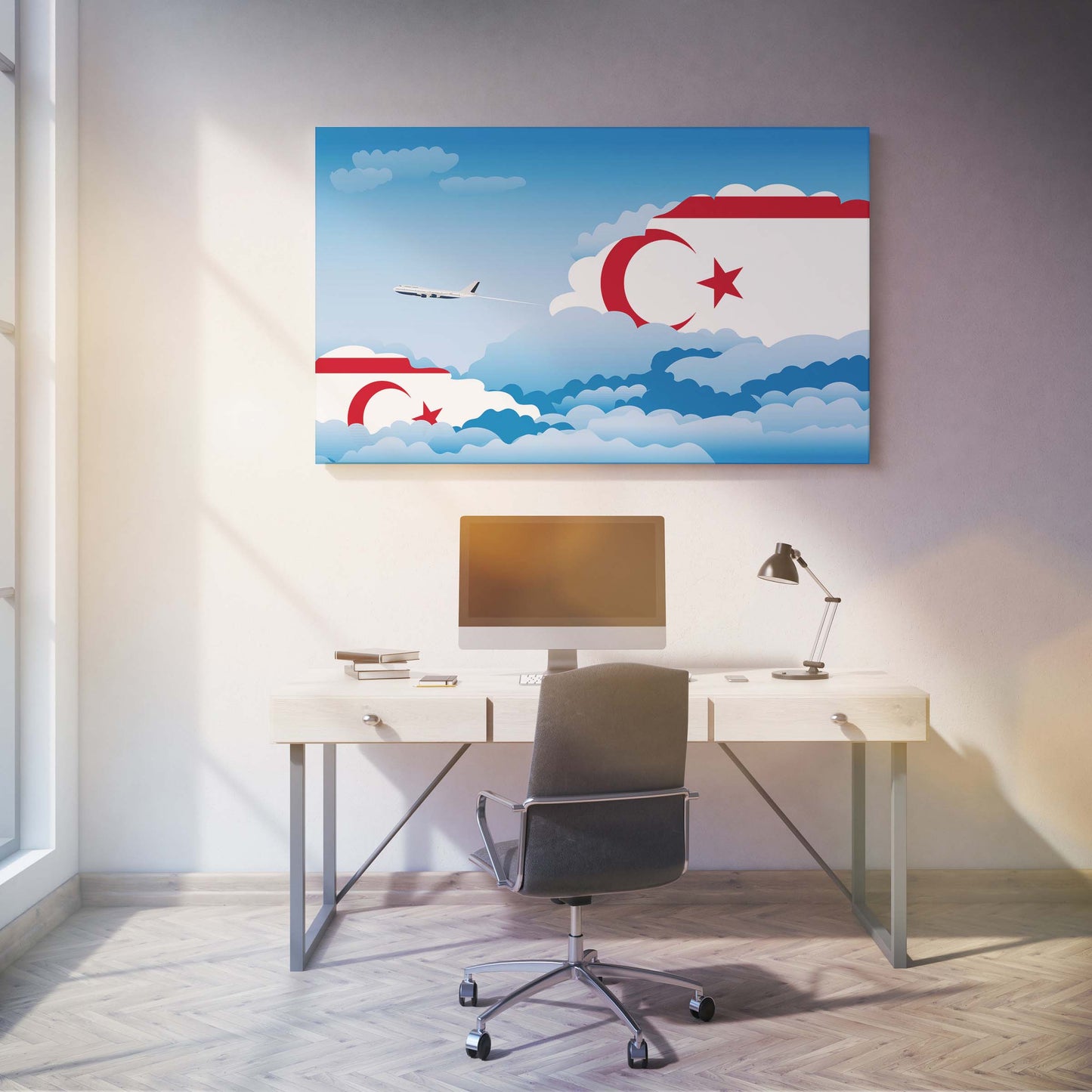 Turkish Republic of Northern Cyprus Day Clouds Canvas Print Framed