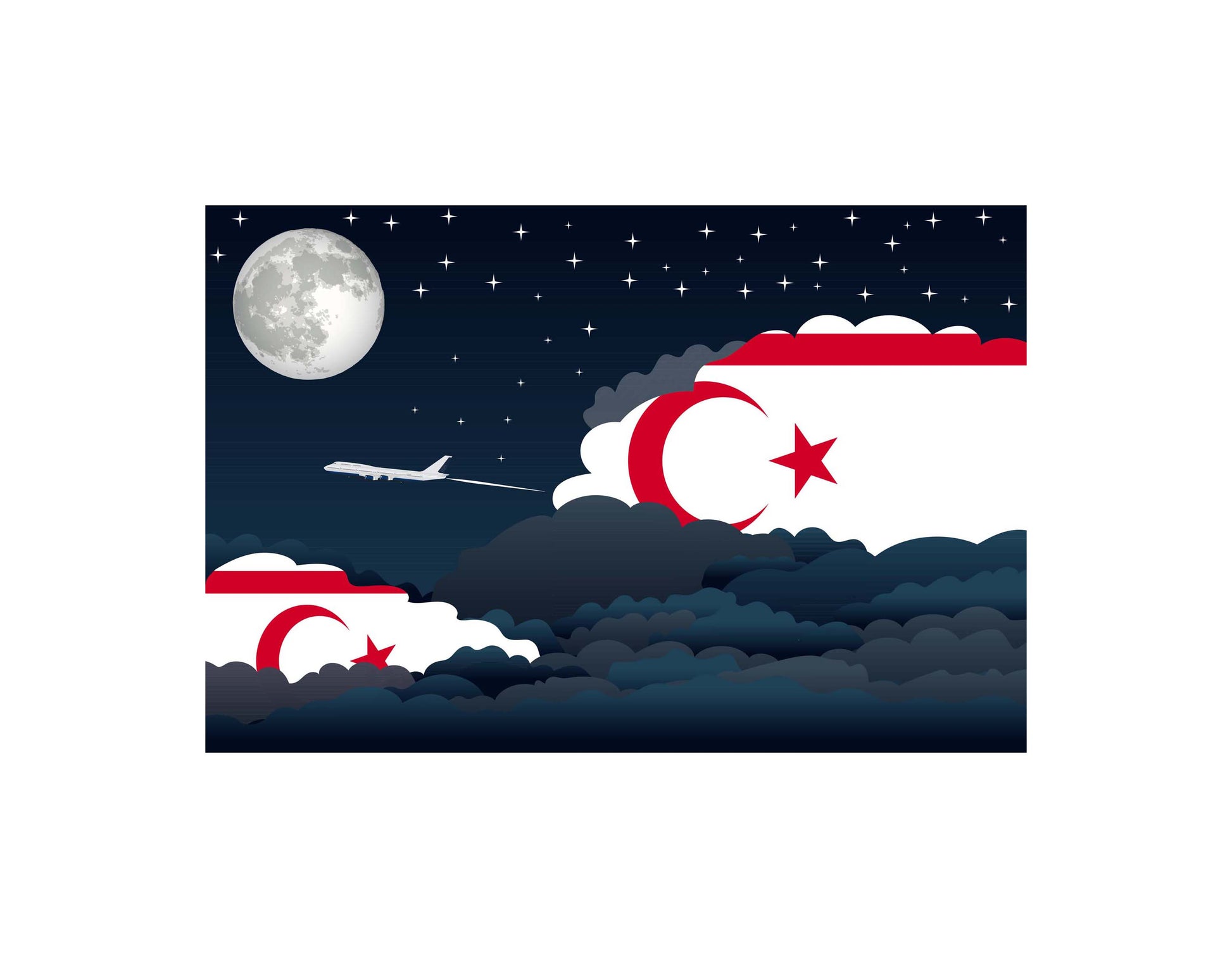 Turkish Republic of Northern Cyprus Night Clouds Canvas Print Framed