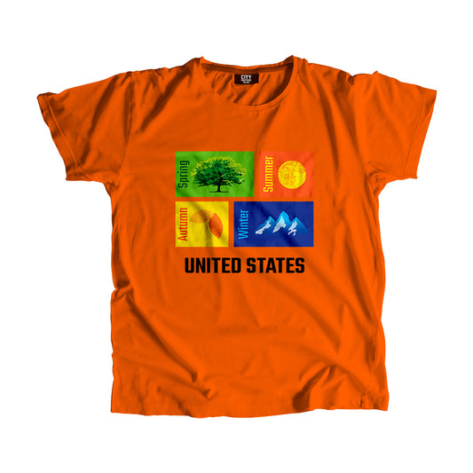 UNITED STATES Seasons Unisex T-Shirt (Orange)