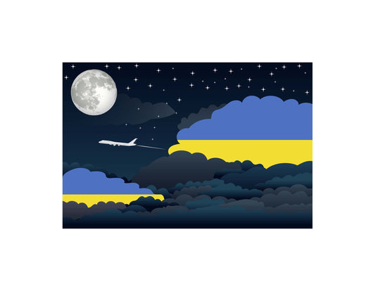 Ukraine Night Clouds Canvas Print Framed