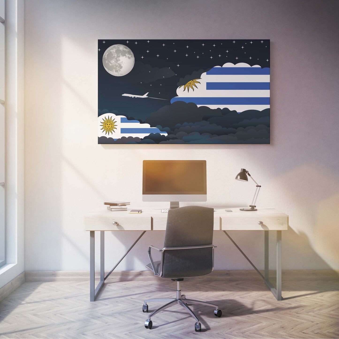 Uruguay Night Clouds Canvas Print Framed