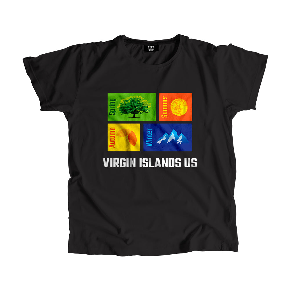 VIRGIN ISLANDS US Seasons Unisex T-Shirt (Black)