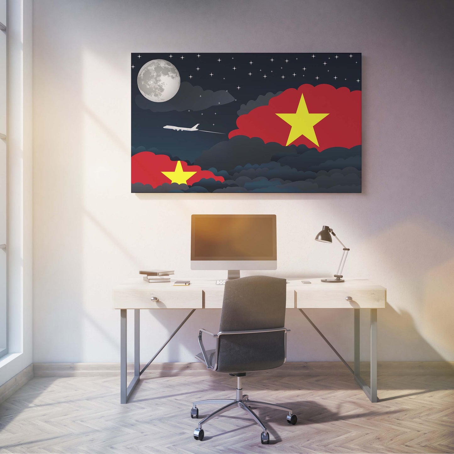 Vietnam Night Clouds Canvas Print Framed