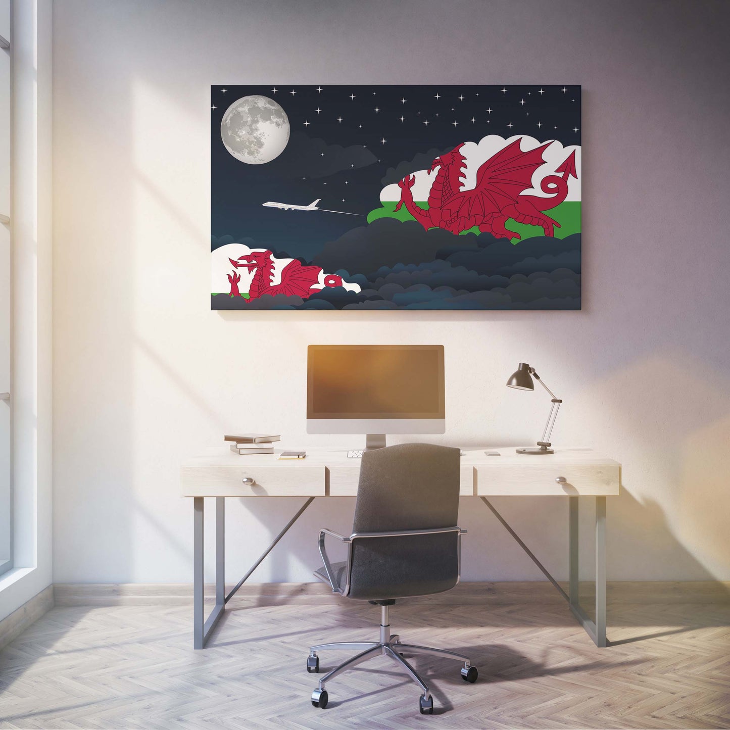 Wales Night Clouds Canvas Print Framed