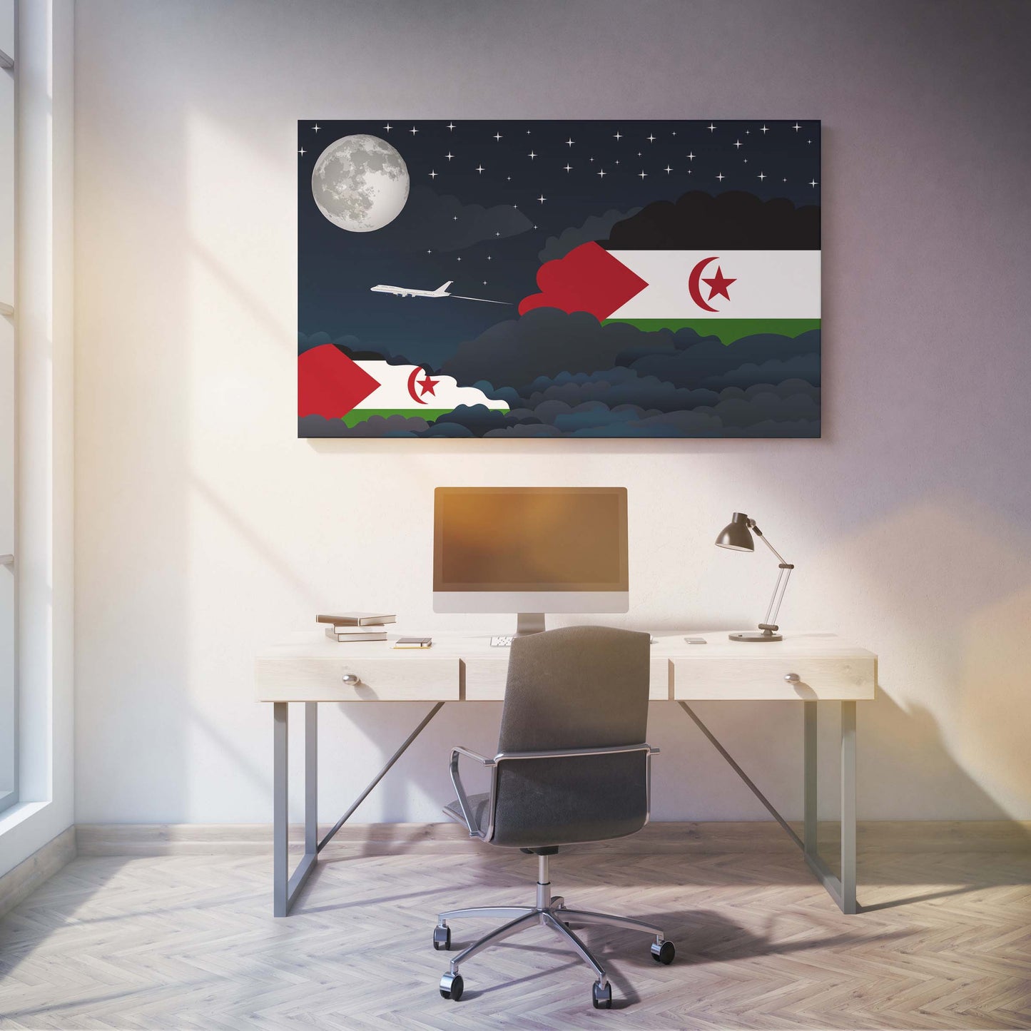 Western Sahara Night Clouds Canvas Print Framed